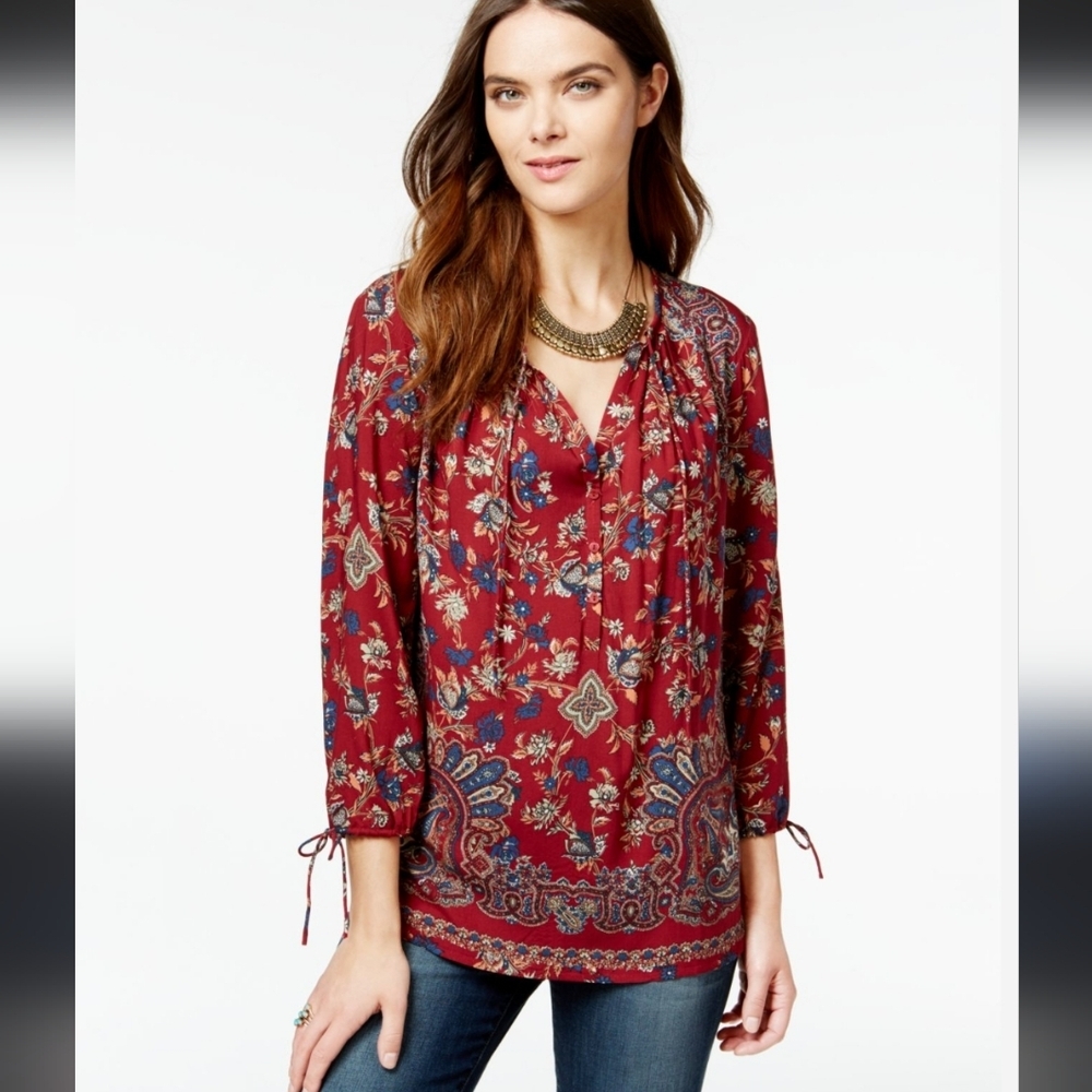 🌸 Lucky Brand | Bohemian Floral Jersey Top S